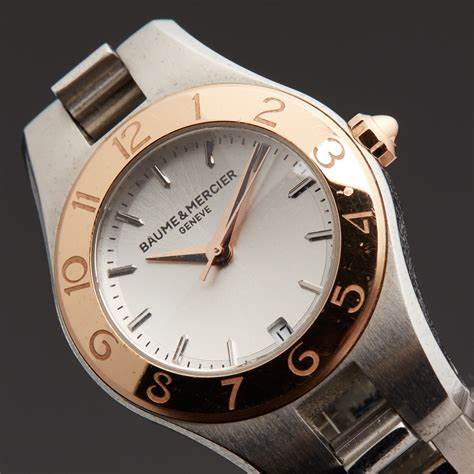 Orologio al quarzo da donna Baume & Mercier Linea 10079, quadrante argento, bracciale in acciaio inossidabile bicolore
