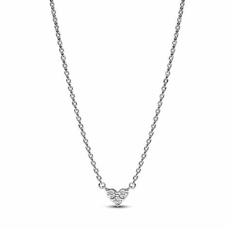 PANDORAPandora 393014C01 - 45 Triple Stone Heart Collier Necklace - Sterling Silver, 45 cmBIJOUXEcecile
