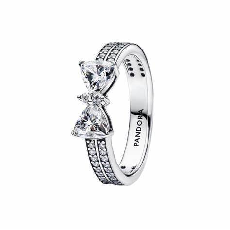 PANDORAPandora 193552C01 - 52 Sparkling Bow Double - Row Ring - Sterling Silver, Size 52BIJOUXEcecile