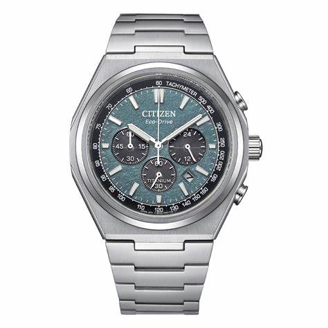 Citizen CA4610-85X Reloj cronógrafo de titanio Eco-Drive para hombre - 42,5 mm Esfera verde