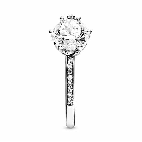 Pandora 198289CZ-54 Anillo Solitario Corona Brillante Transparente - Talla 54