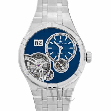 Reloj Maurice Lacroix AI6118-SS00E-430-C Aikon Master Grand Date 45 mm, esfera azul, brazalete de acero, caballero