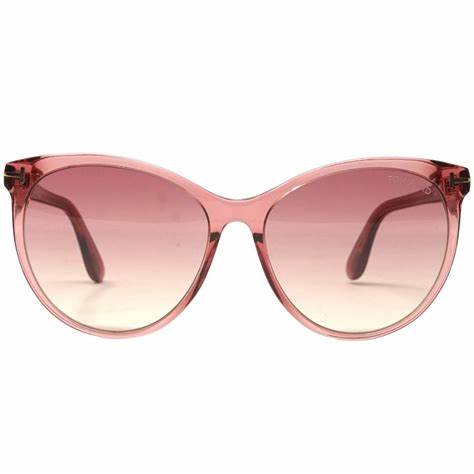 Lunettes de soleil Tom Ford FT0787 72T pour femme - monture rose antique transparente et brillante, verres roses dégradés