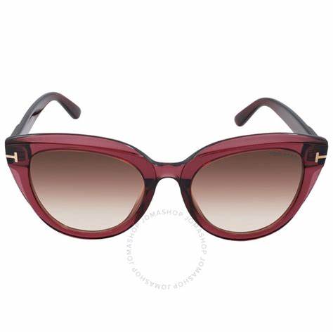 Lunettes de soleil Tom Ford FT0938 69T pour femme - monture bordeaux brillant, verres bordeaux dégradés