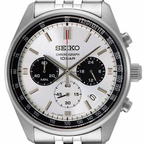 SEIKOSeiko SSB425P1 Men's Chronograph Watch, White Dial, Stainless Steel BraceletWATCHESEcecile