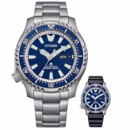 CITIZENCitizen NY0161 - 63L Men's Promaster Marine Automatic Diver's Watch, Blue Dial, Stainless Steel BraceletWATCHESEcecile