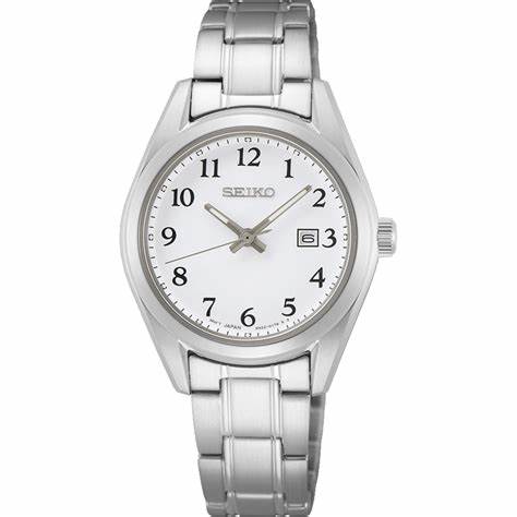 SEIKOSeiko SUR465P1 Women's Quartz Watch, White Dial, Stainless Steel BraceletWATCHESEcecile
