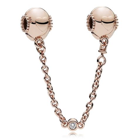 PANDORAPandora 787636CZ - 05 Rose Gold Embossed Hearts Safety Chain - 5cmBIJOUXEcecile