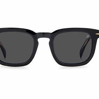 David Beckham Men's Sunglasses DB 7076/S 807/IR 50 - Black Acetate Frame, Grey Lenses
