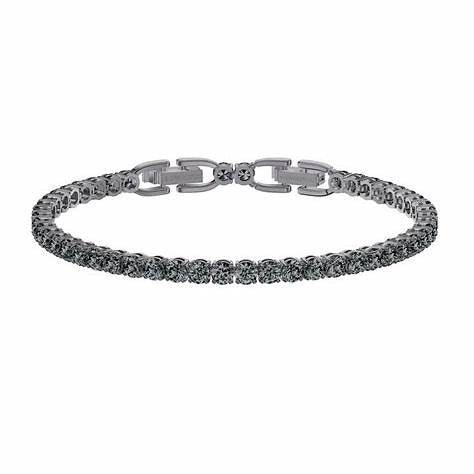 Swarovski 5514655 Pulsera Tenis Deluxe - Cristales grises, baño de rutenio, 16,5 cm