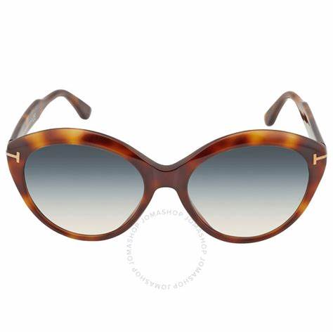 Lunettes de soleil Tom Ford FT0763 53P pour femme - monture havane blonde, verres verts dégradés