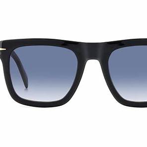 Occhiali da sole da uomo David Beckham DB 7000/S FLAT WR7/08 54 - Montatura in acetato bianco e nero, lenti grigio blu sfumate