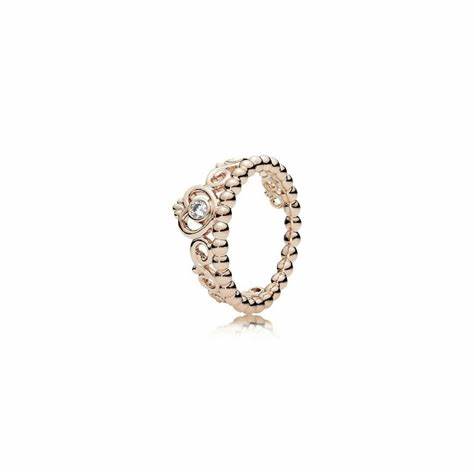 Pandora 180880CZ-50 Anillo Corona Tiara Princesa - Baño de Oro Rosa 14k, Talla 50