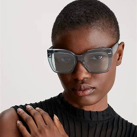 Calvin Klein CK23508S 435 54 Women's Square Sunglasses - Avio Frame, Blue Lenses
