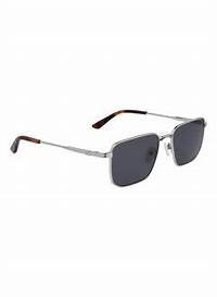 Lunettes de soleil carrées Calvin Klein CK23101S 045 55 pour homme - monture argentée, verres gris