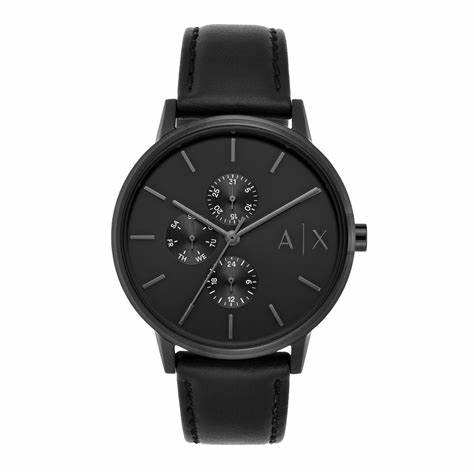 Armani Exchange AX2719 Orologio cronografo da uomo - Cinturino in pelle nera, quadrante nero