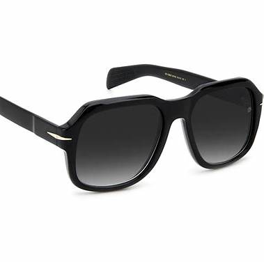 Occhiali da sole David Beckham DB 7090/S 807/9O 55 - Montatura in acetato nero, lenti sfumate grigie