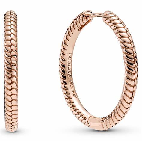 Pandora 289532C00 Pendientes de aro con dije Moments - baño de oro rosa de 14k