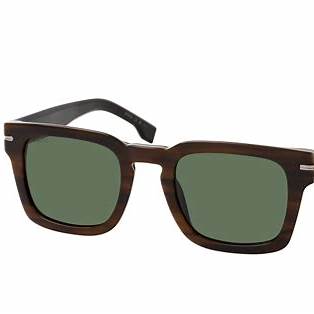 BOSS 1625/S 8AS-QT Men's Sunglasses - Striped Brown Frame, Green Lenses