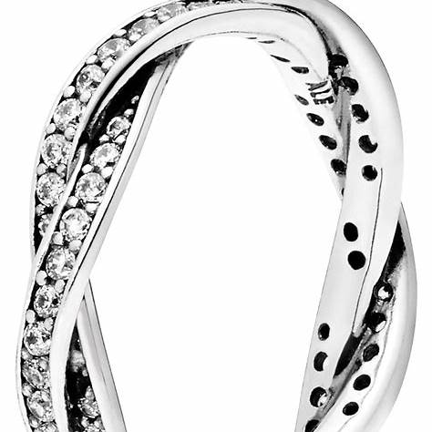 Pandora 190892CZ-52 Anillo Sparkling Twisted Lines - Plata de Ley, Tamaño 52