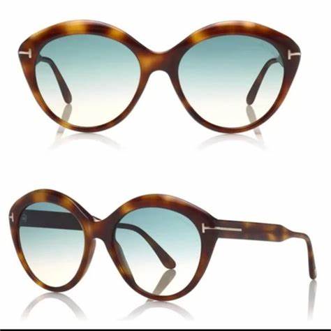 Lunettes de soleil Tom Ford FT0763 53P pour femme - monture havane blonde, verres verts dégradés