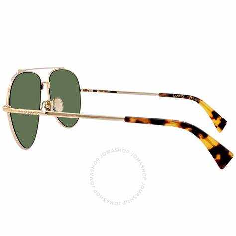 Lanvin LNV113S 733 Lunettes de soleil aviateur unisexe - monture or, verres verts