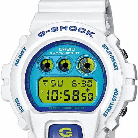 Casio G-SHOCK DW-6900RCS-7ER Reloj analógico digital para hombre - Correa de resina blanca con esfera azul