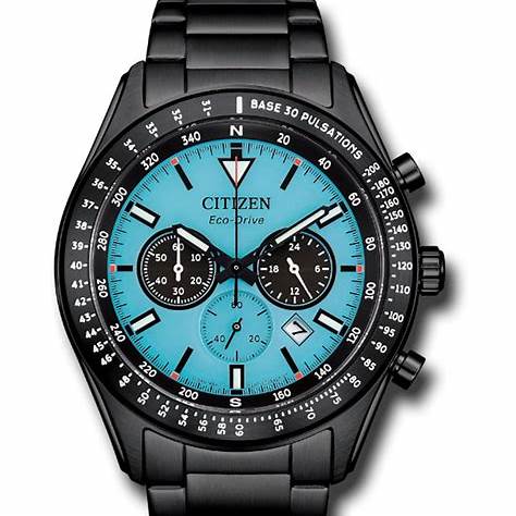 Citizen CA4605-85L Reloj cronógrafo Eco-Drive Rescue para hombre, esfera azul, brazalete de acero inoxidable negro