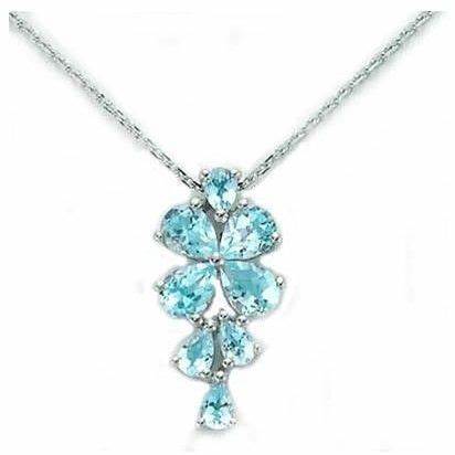 MILUNAMiluna CLD3699X Women's Aquamarine and Diamond Necklace in 18K White GoldJEWELRYEcecile