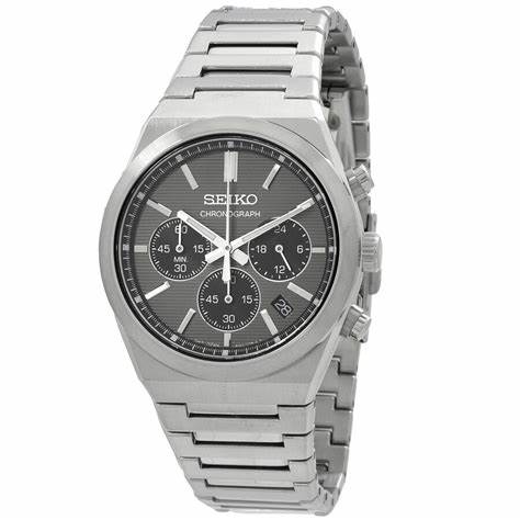 SEIKOSeiko SSB455P1 Men's Chronograph Watch, Grey Dial, Stainless Steel BraceletWATCHESEcecile