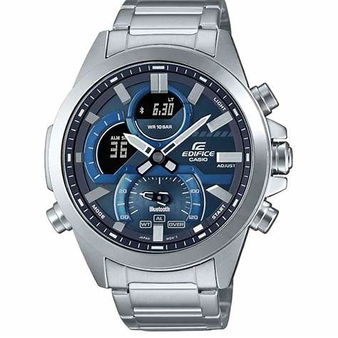 Casio Edifice ECB-30D-2AEF Bluetooth®-fähige Herrenuhr aus Edelstahl mit blauem Zifferblatt