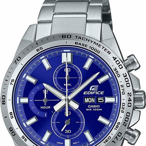 Casio Edifice EFR-574D-2AVUEF Herren-Edelstahl-Chronographenuhr mit blauem Zifferblatt
