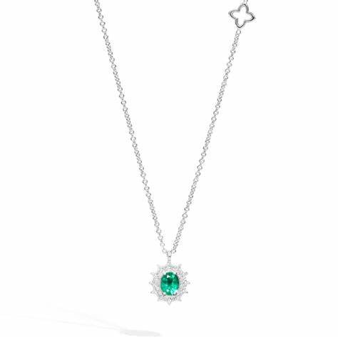 RECARLORecarlo P77CC001_SM 18K White Gold Necklace with Emerald and DiamondsJEWELRYEcecile