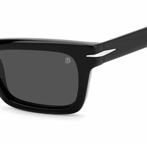 Occhiali da sole David Beckham Uomo DB 7091/S 807/IR 51 - Montatura in acetato nero, lenti grigie