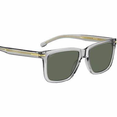 BOSSBOSS 1598/S KB7 - QT Men's Square Sunglasses - Transparent Grey Frame, Green LensesEYEWEAREcecile