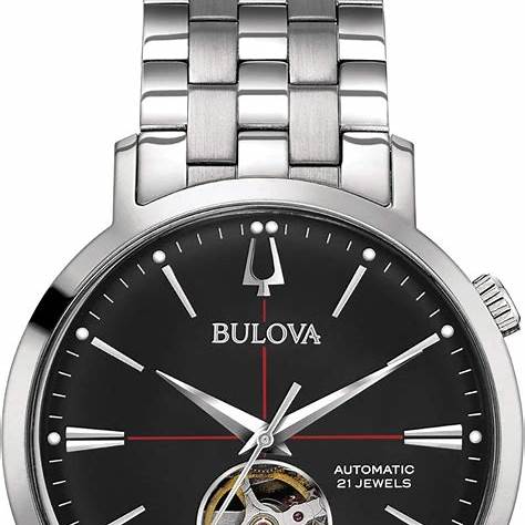 Bulova Classic Aerojet 96A199 Reloj Automático Hombre - 41mm Caja Acero Inoxidable, Esfera Negra, Brazalete Acero Inoxidable