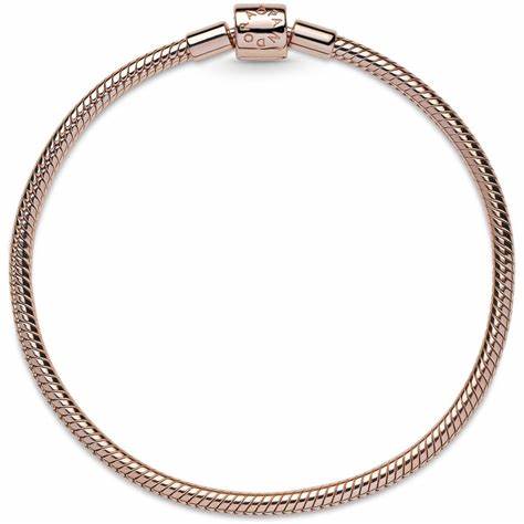 Pandora 588781C00-17 Moments Bracelet en chaîne serpent à fermoir baril - plaqué or rose 14k, 17cm