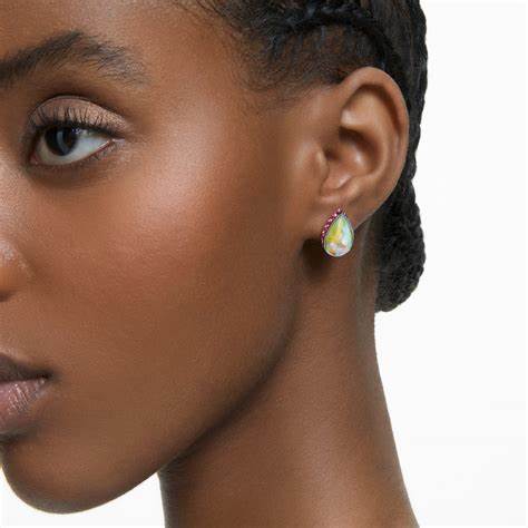 SWAROVSKISwarovski 5641407 Orbita Stud Earrings - Drop Cut Multicolored Crystals, Rhodium - PlatedBIJOUXEcecile