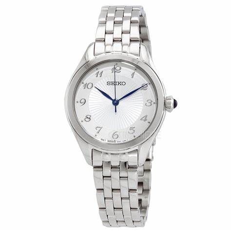 SEIKOSeiko SUR379P1 Women's Quartz Watch, White Dial, Stainless Steel BraceletWATCHESEcecile