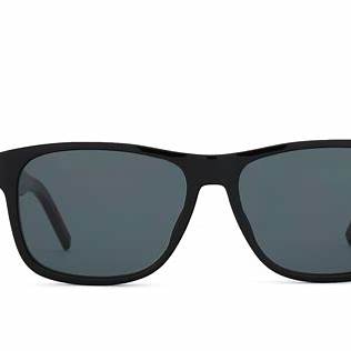 HUGO HG 1260/S 807-IR Men's Rectangular Sunglasses - Black Frame, Grey Lenses
