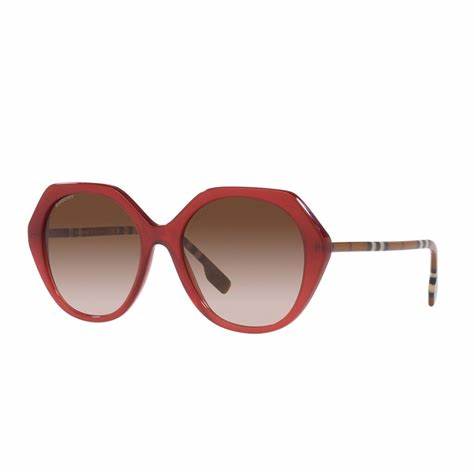 Lunettes de soleil Burberry Vanessa BE4375 4018/13 pour femme - monture rouge, verres dégradés marron