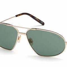 Tom Ford FT0771 28N Gafas de sol para hombre - montura oro rosa brillante, lentes verdes
