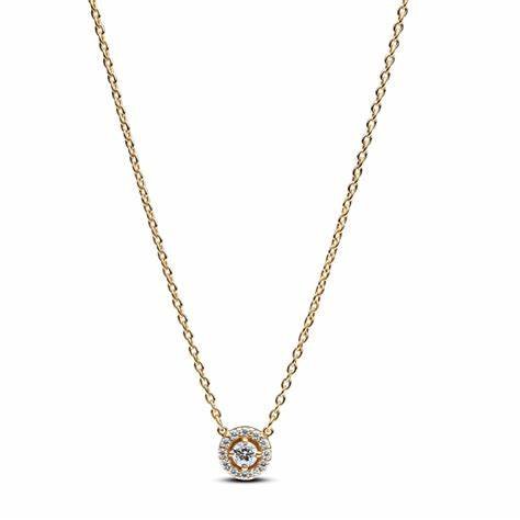 PANDORAPandora 363548C01 - 45 Round Pavé Halo Pendant Necklace - 14k Gold - Plated, 45 cmBIJOUXEcecile