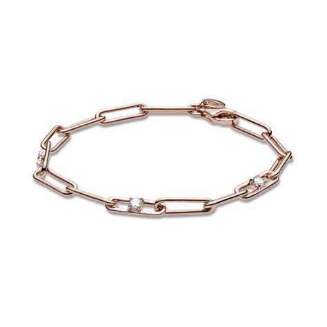 Pandora 589177C01-16 Bracelet chaîne et pierres - plaqué or rose 14k, 16cm