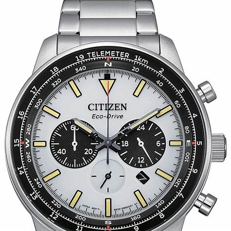 Citizen CA4500-91A Men's Eco-Drive Chronograph Watch - 44mm White Dial, Stainless Steel Bracelet
