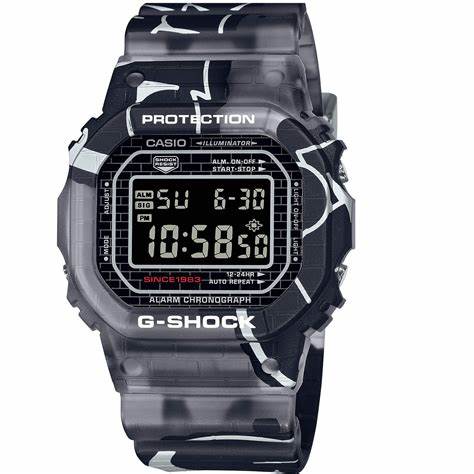 Casio G-SHOCK DW-5000SS-1ER Reloj analógico digital para hombre - Correa de resina negra con diseño Graffiti