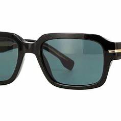 BOSSBOSS 1596/S 807 - A9 Men's Rectangular Sunglasses - Black Frame, Grey LensesEYEWEAREcecile