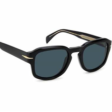 Occhiali da sole da uomo David Beckham DB 7098/S 807/KU 51 - Montatura in acetato nero, lenti blu