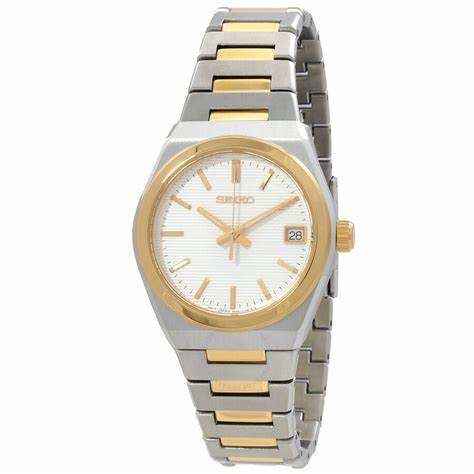 SEIKO: Seiko SUR578P1 Women's Quartz Watch, White Dial, Two - Tone Stainless Steel BraceletWATCHESEcecile