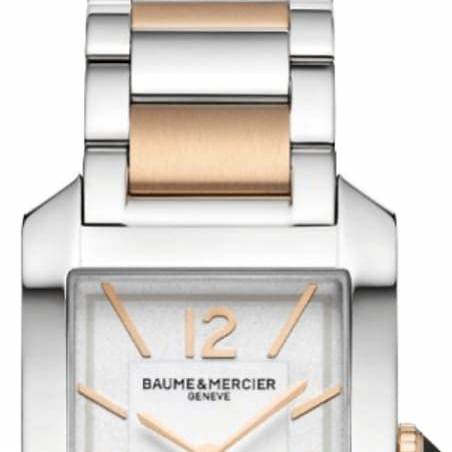 Baume & Mercier Hampton 10751 Reloj de cuarzo para mujer, esfera opalina, brazalete bicolor de acero inoxidable